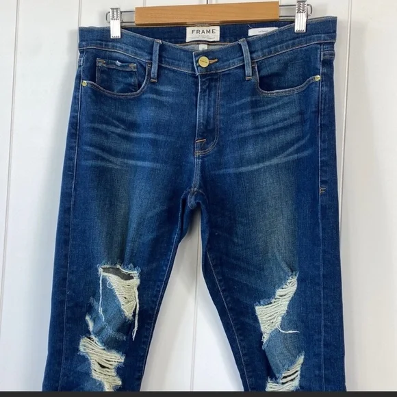 Frame Le Garçon Distressed Boyfriend Jeans - Picture 3 of 10